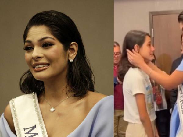 Sheynnis Palacios, Miss Universo 2023, junto a la pequeña Sofía, quien también es nicaragüense.