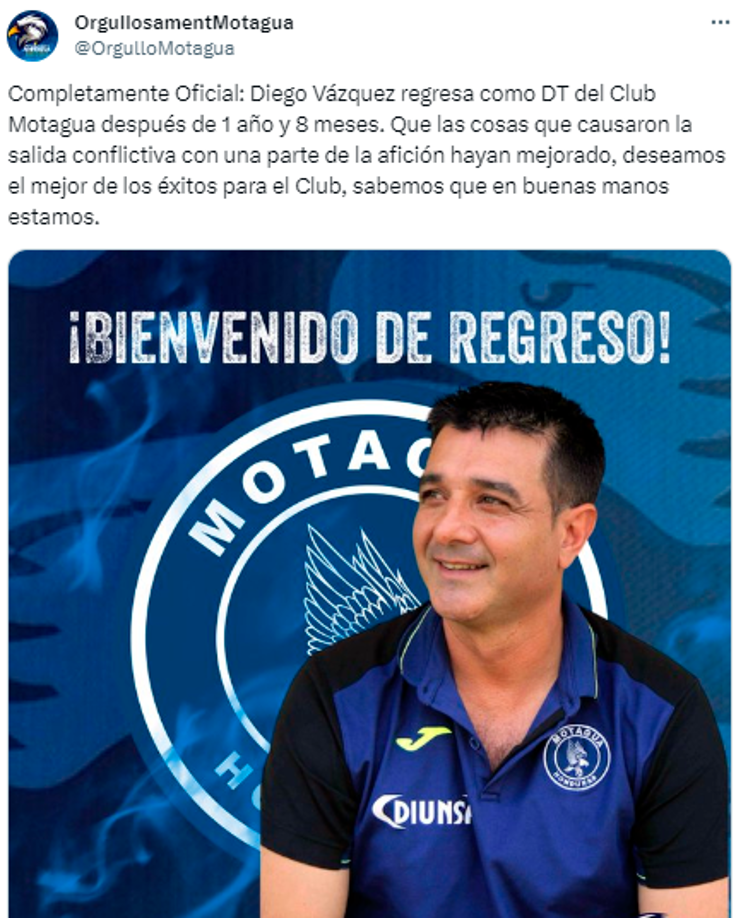 Así reaccionaron en redes sociales al regreso de Diego Vázquez y la salida de César Vigevani de Motagua.