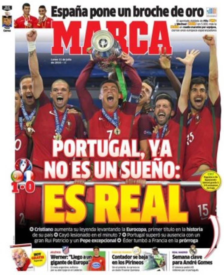 Diario Marca de España le rinde homenaje a Cristiano Ronaldo y Portugal.
