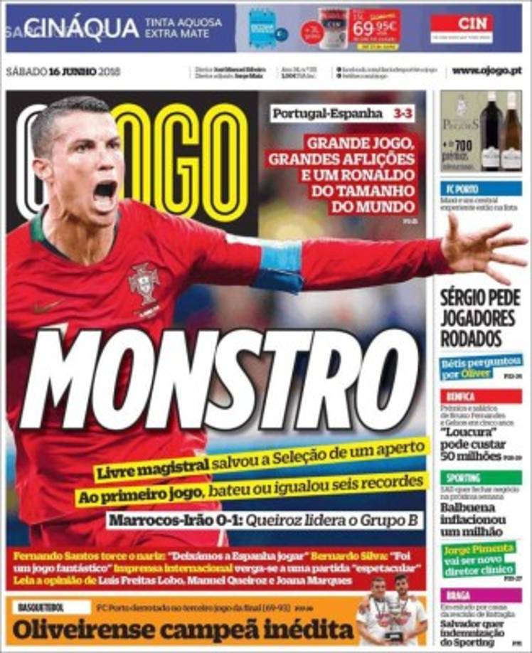 O Jogo de Portugal vio a un Cristiano Ronaldo monstruoso y del tamaño del mundo.