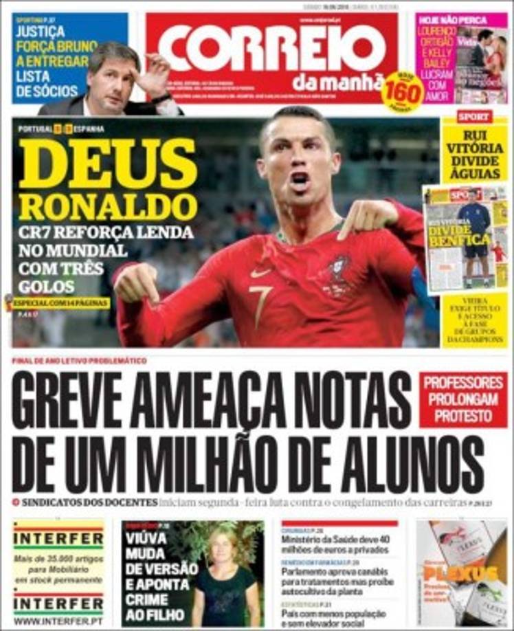 El diario Correio de Manha de Portugal se rindió al 'dios' Cristiano que aumentó su leyenda.