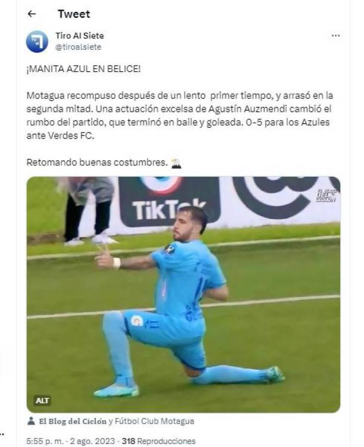 Estas son otras de las reacciones tras la victoria y el hat-trick de Auzmendi con Motagua.