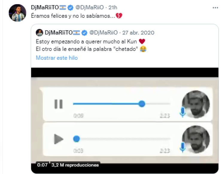 Mientras que en sus redes sociales, el streamer español ha tratado de tomarlo con humor y compartió en su twitter un momento que compartió con el argentino.