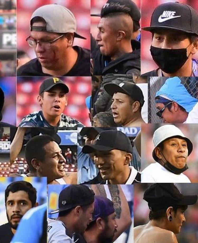 Algunos de los rostros de los individuos que ingresaron al campo en el Querétaro vs Atlas para agredir.