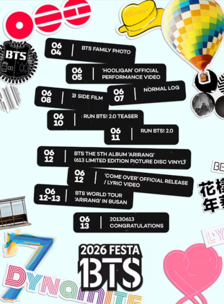 Calendario oficial del Festa BTS 2026 para Corea del Sur.