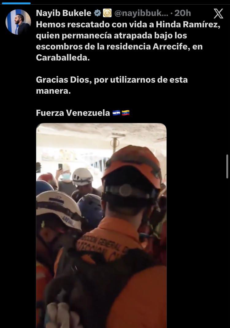 ¡Hemos rescatado a Camila!:  salvadoreños rescatan a joven  soterrada junto a su perrita en Venezuela