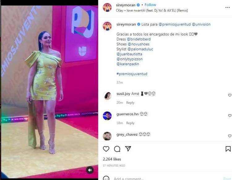 Sirey Morán cautivó en la alfombra de los Premios Juventud 2022, gala que por primera vez se celebró en San Juan, Puerto Rico. 