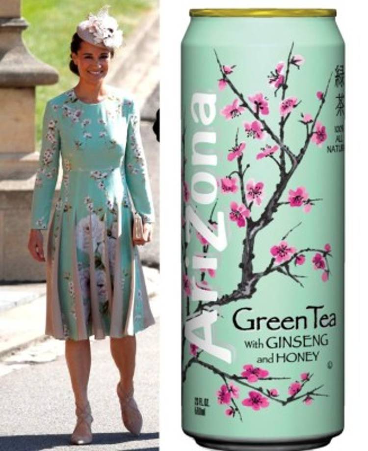 El Vestido de Pippa no pasó desapercibido y fue comparado con el color del envase de la bebida Arizona tea.<br/>