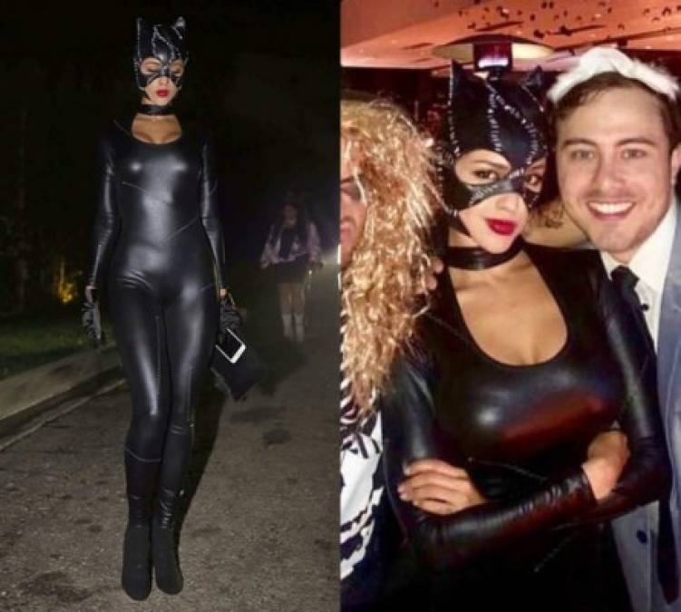 Eiza González se colocó un ajustado vestido para poder lucir como la archienemiga de Batman, pero todo ese cuero no le impidió divertirse y bailar toda la noche, como lo muestran sus publicaciones en Instagram Stories.