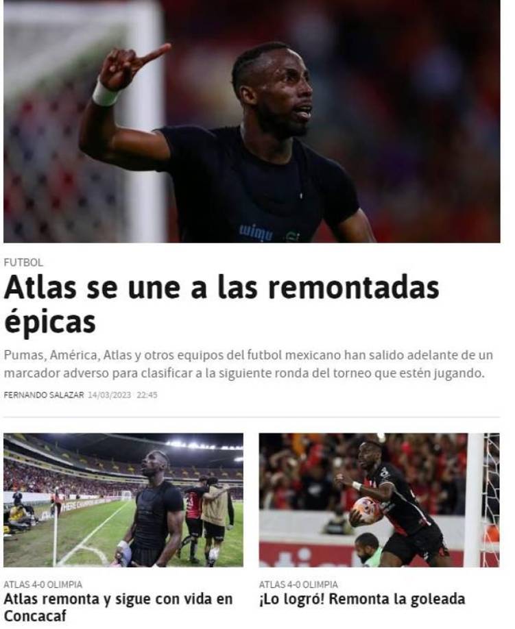 Diario As de España: “Atlas se une a las remontadas épicas”.