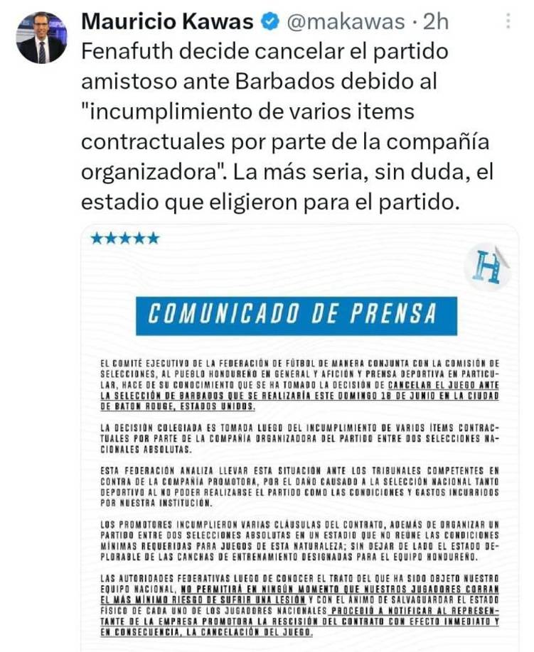 Mauricio Kawas, director de Todo Deportes, comparte la decisión por la falta de incumplimiento de los items establecidos en el contrato.