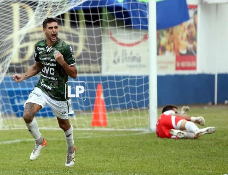 El delantero argentino Lucas Campana marcó el tercer gol del Marathón en el triunfo contra el Olancho FC.