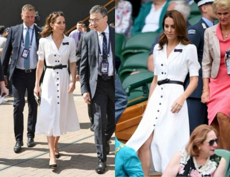 La esposa del príncipe William optó por un elegante vestido blanco de Suzannah, con un pequeño moño en la solapa y un delgado cinturón de Alexander McQueen.<br/><br/>