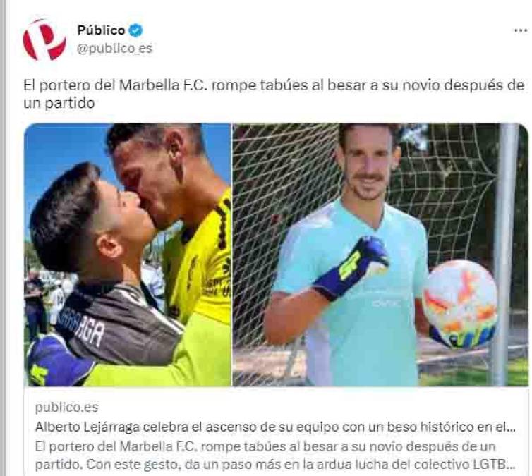 ”Rompe tabúes al besar a su novio después de un partido”, señalan en España.