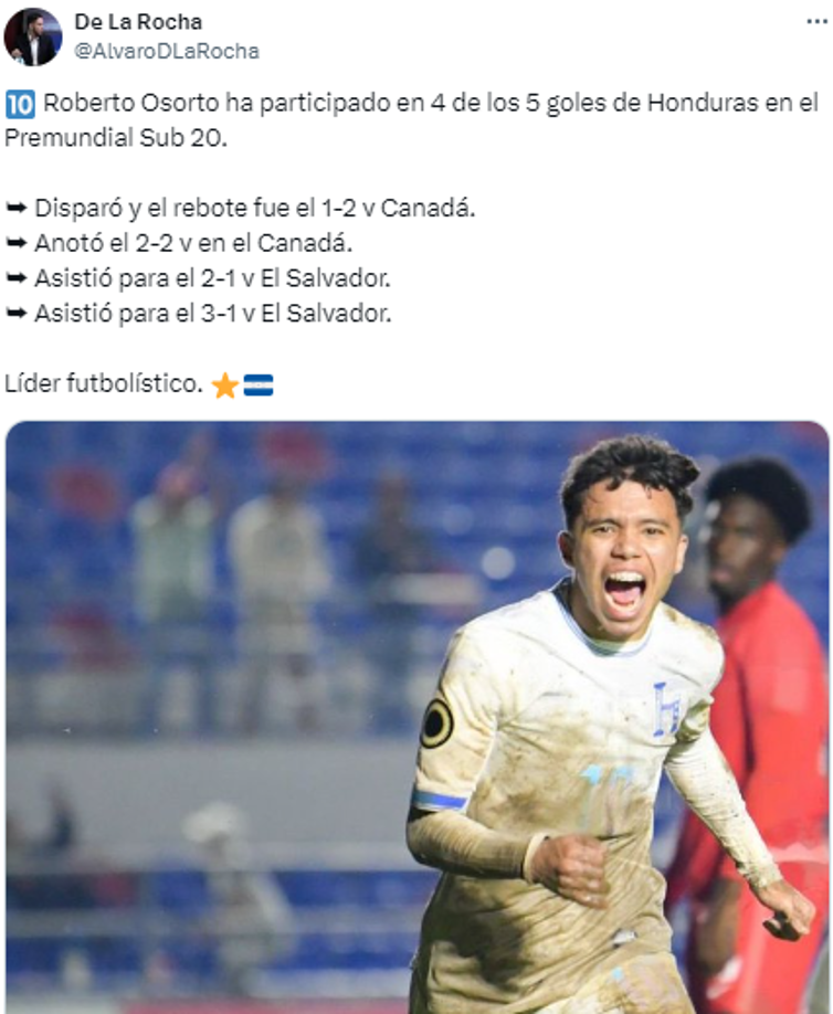 Como un “líder futbolístico” definen a Roberto Osorto.