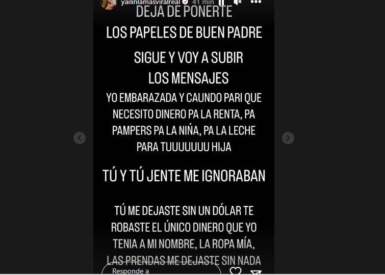 La cantante dominicana arremetió en contra del padre de su hija