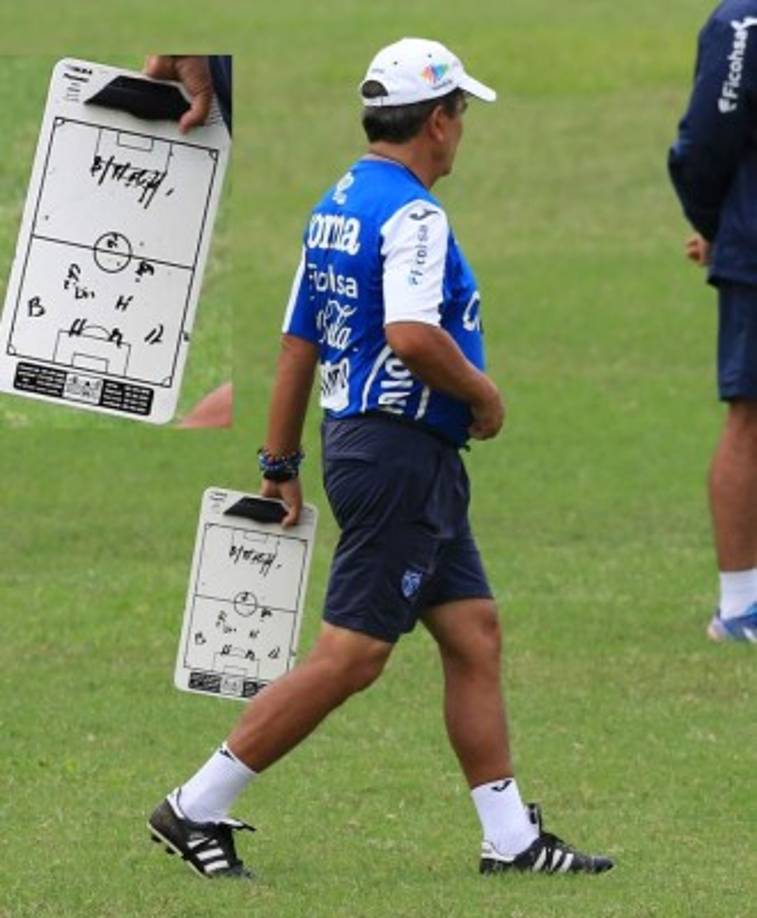 Jorge Luis Pinto ha preparado su estrategia desde tierras mexicanas. Así estaba su tablero en el entrenamiento de este lunes.