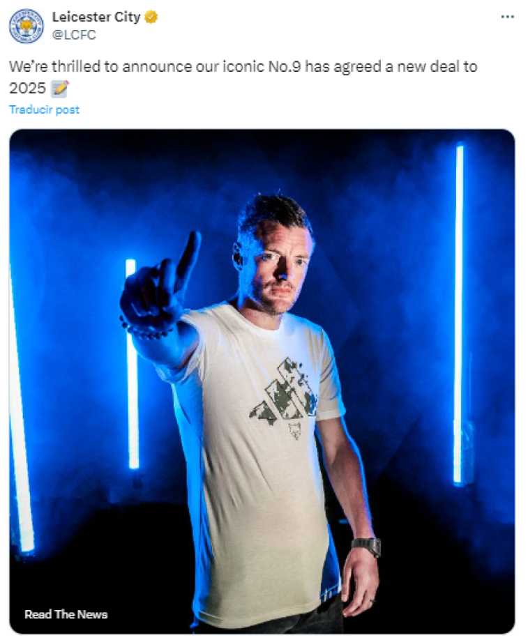 OFICIAL / El delantero inglés Jamie Vardy renovó por un año más su contrato con el Leicester, recién ascendido a Premier League, anunció el club este viernes.