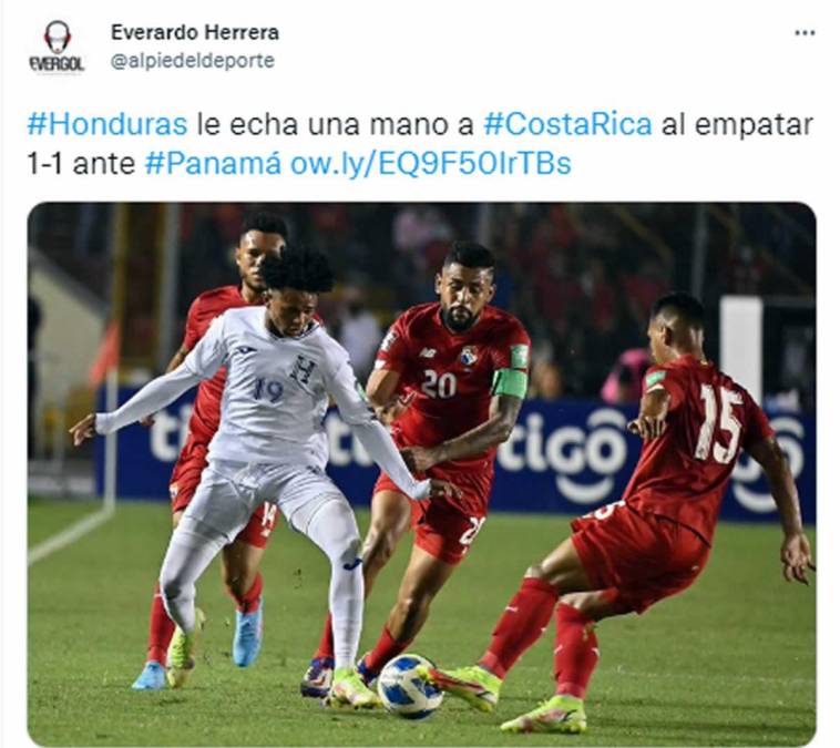 Everardo Herrera - “Honduras le echa una mano a Costa Rica al empatar 1-1 ante Panamá”.