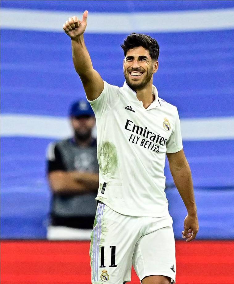 La sonrisa de Marco Asensio por su golazo que selló el triunfo del Real Madrid.