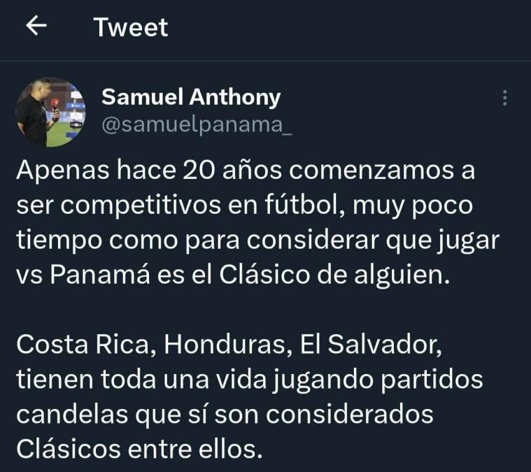 Samuel Anthony es un periodista panameño que señaló que Panamá tiene poco tiempo de ser competitivo en el fútbol.