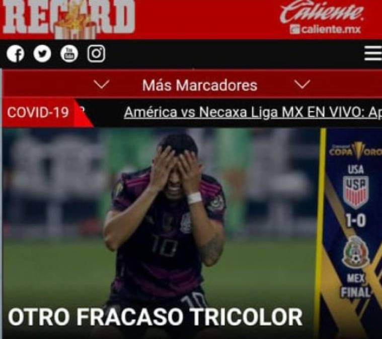 'Otro fracaso Tricolor', señaló El Récord en su página web.