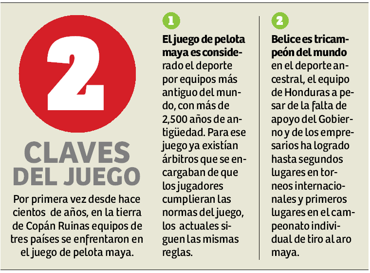 Después de 1,300 años rueda la pelota maya en Copán