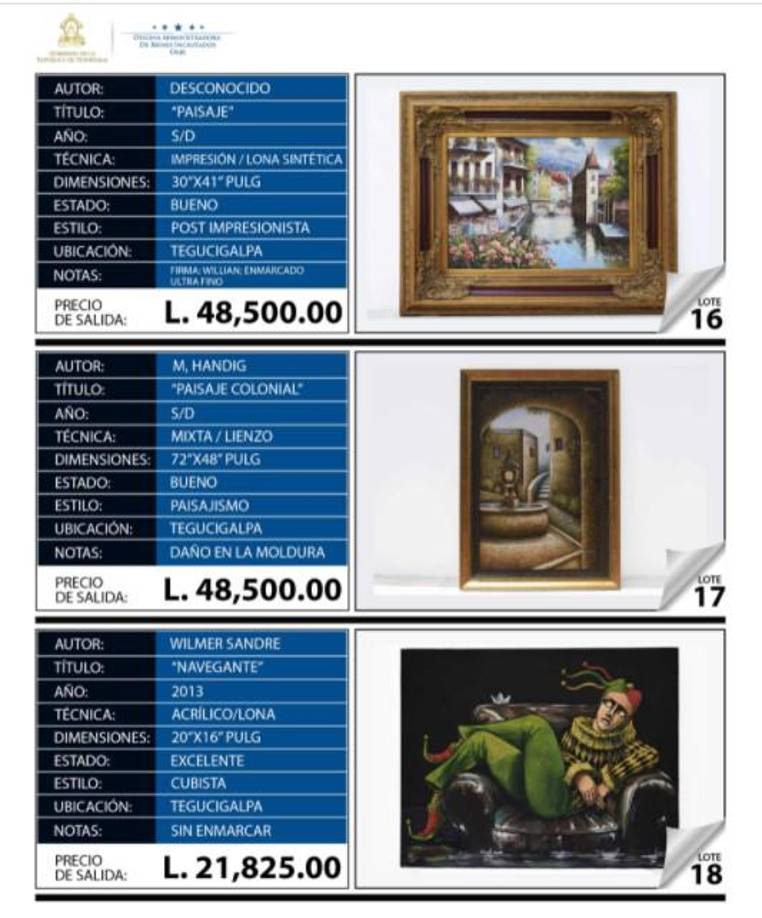 Los precios de salida se elevan acorde al autor y estado, incluso por antigüedad. 