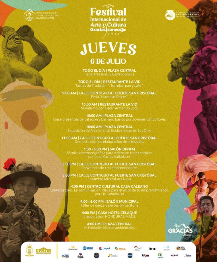 Este es el calendario de actividades para el día jueves.
