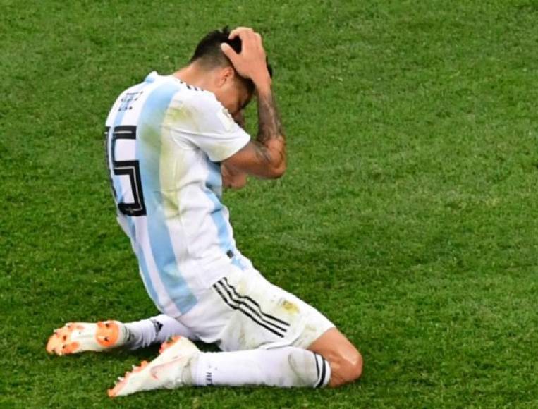 Enzo Perez y sus lágrimas al fallar una clara ocasión de gol de Argentina que pudo haber cambiado el rumbo del juego.