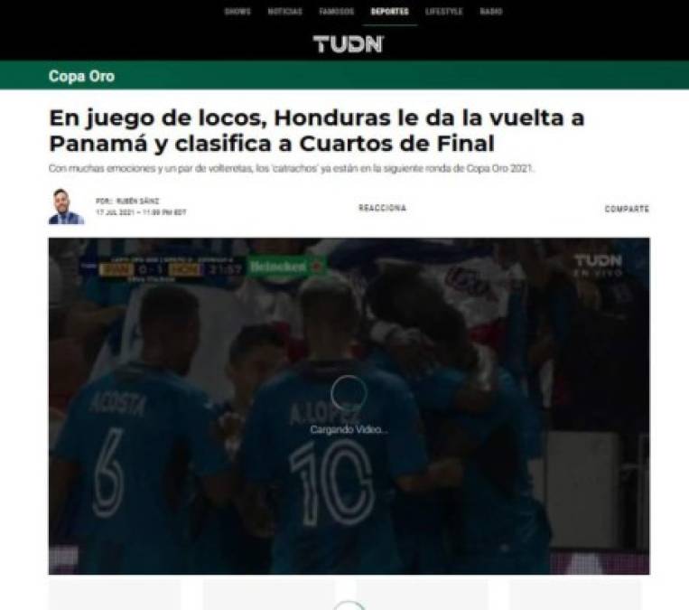 TUDN de México indicó que el Honduras vs Panamá fue un juego de locos.