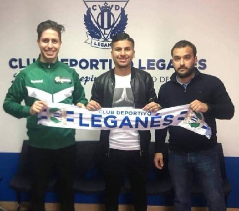 El hondureño (centro) fue fichado por el Leganés de España. Jugó en el 2017 con el Platense de Puerto Cortés. Hoy para sorpresas de muchos, el catracho llega al fútbol español.<br/>