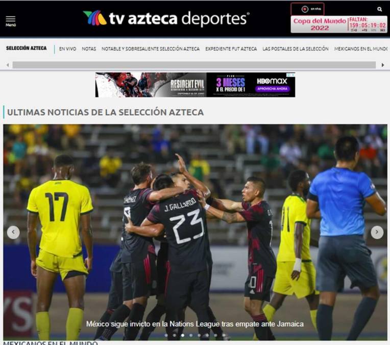 TV Azteca - “México sigue invicto en la Nations League tras empate ante Jamaica”.