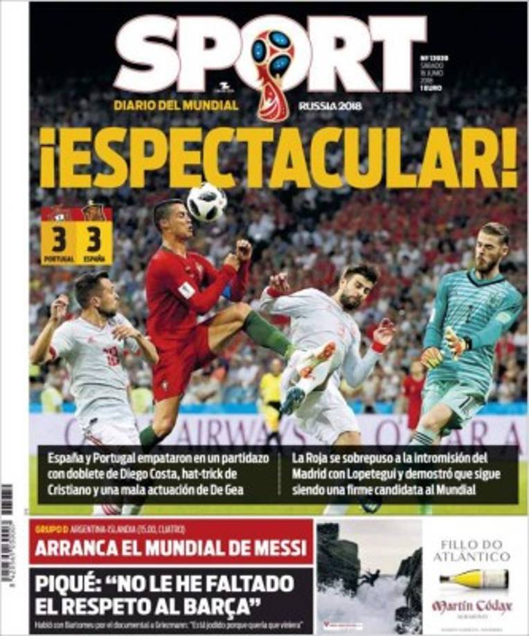Diario Sports de Cataluña vio un 'espactacular'... aunque no menciona a CR7 se sobreentiende que habla del luso.