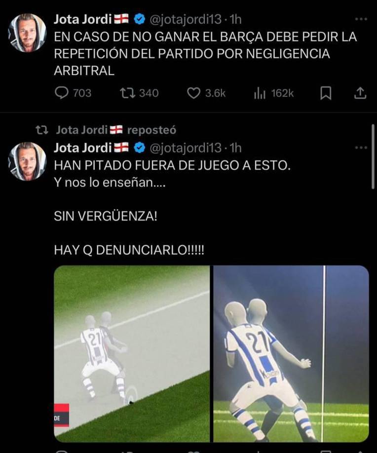 Estos fueron también sus tuits en redes sociales. “Sin vergüenza” “Hay que denunciarlo”.