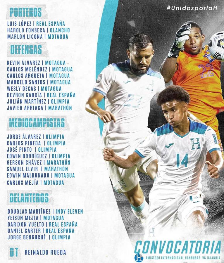 Solo un legionario: convocatoria de Honduras para amistoso ante Islandia