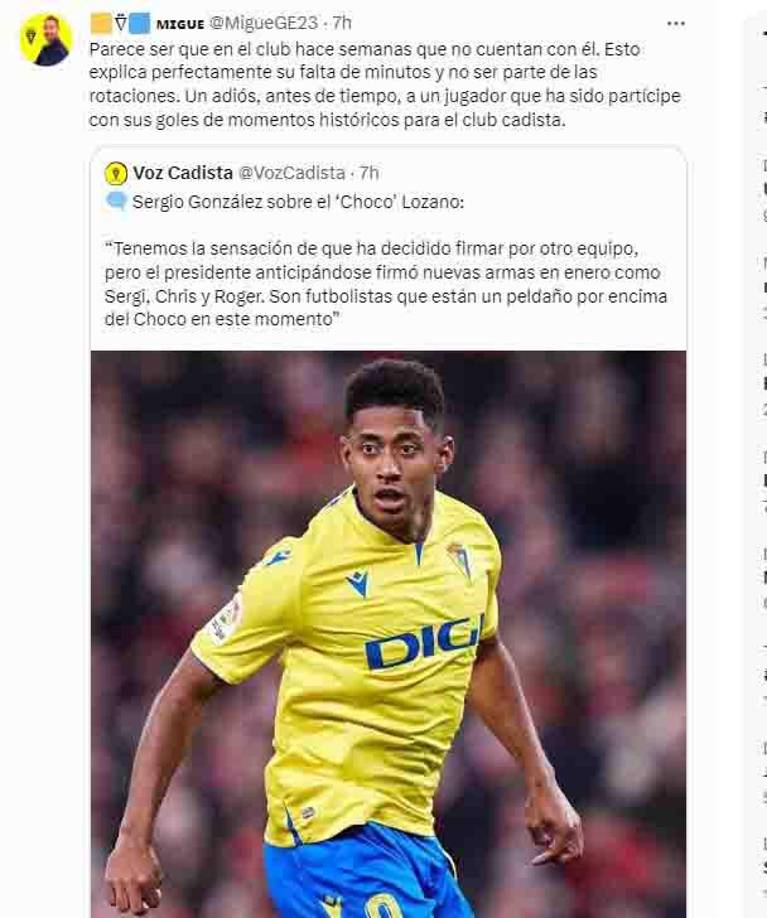 Tras las palabras del DT sobre el futuro del Choco, periodistas y aficionados simpatizantes del Cádiz le dieron la razón al estratega.