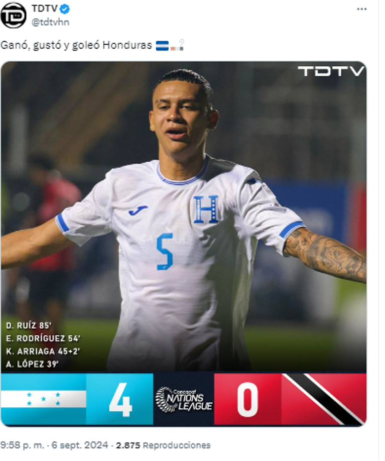 TDTV: “Ganó, gustó y goleó Honduras”.