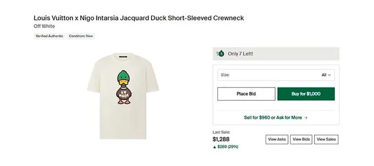 El precio de la camiseta es de al menos 1,300 dólares.