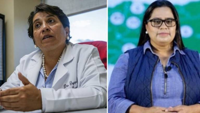 Suyapa Figueroa, presidenta del Colegio Médico de Honduras (CMH) y Karla Pavón, jefa de Vigilancia Epidemiológica de la Secretaría de Salud.