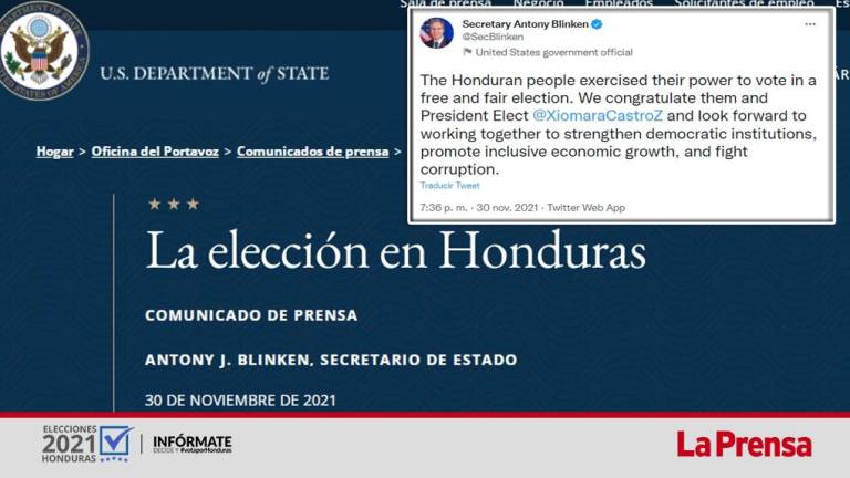 Estados Unidos también felicitó a los hondureños por la alta participación electoral.