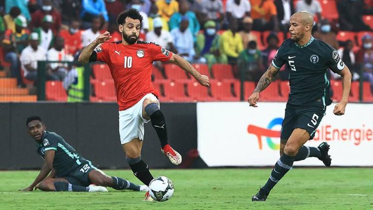 Mohamed Salah fue bien marcado por la zaga defensiva de Nigeria.