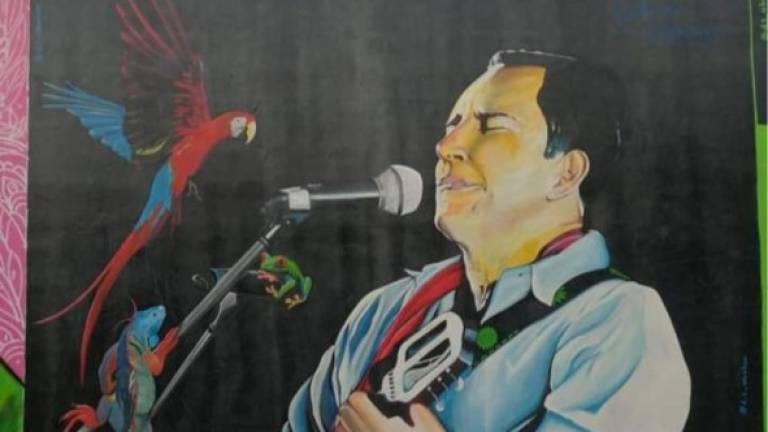 Ayer se celebró al arte. Este es un mural con el rostro del cantautor Guillermo Anderson.