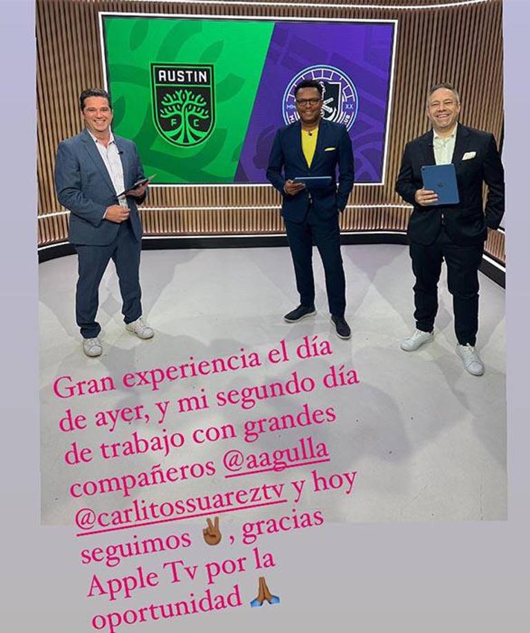 “Gran experiencia el día de ayer, y mi segundo día de trabajo con grandes compañeros y hoy seguimos. Gracias Apple TV por la oportunidad”, escribió Pavón .