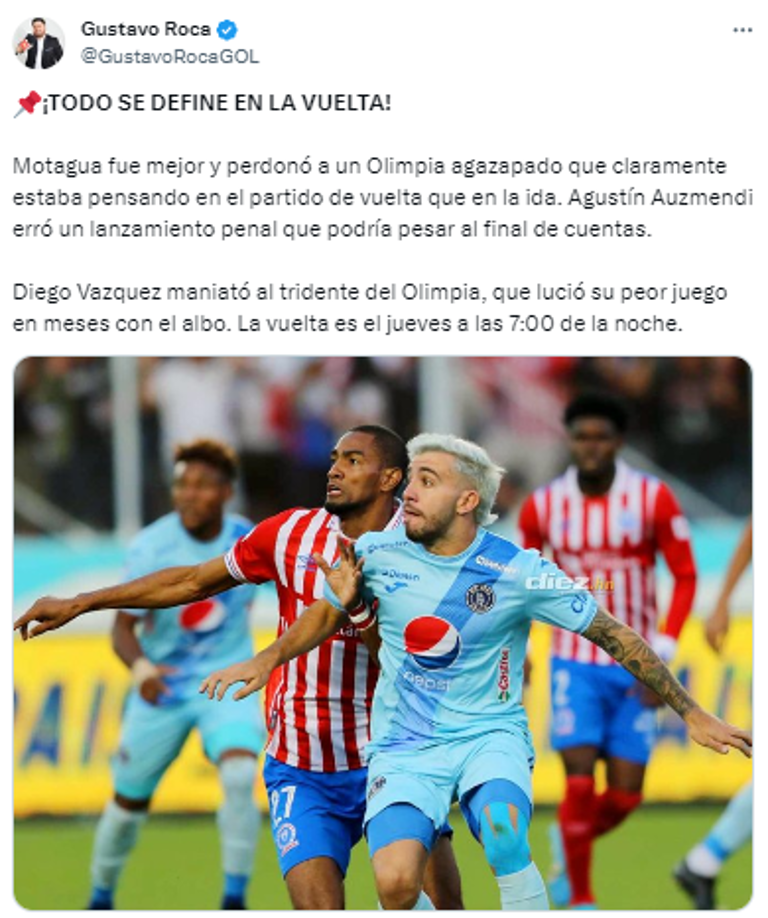 Gustavo Roca, periodista de Diario DIEZ: “Diego Vázquez maniató al tridente del Olimpia, que lució su peor juego en meses con el albo”.