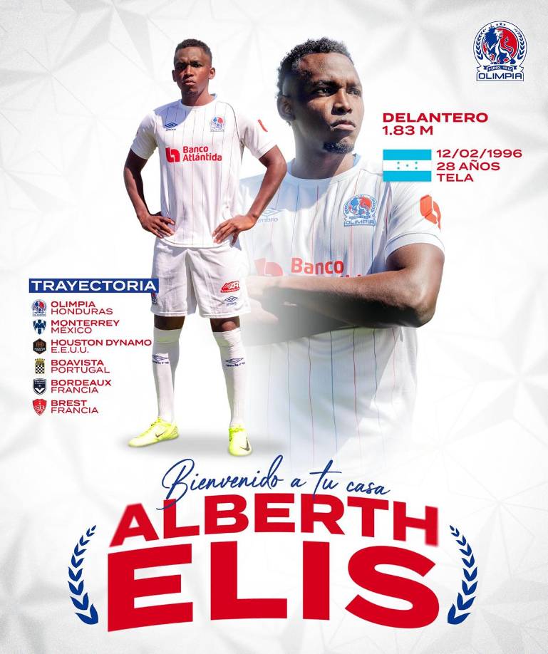 El bombazo del mercado hondureño. Alberth Elis fue anunciado oficialmente como nuevo futbolista del Club Deportivo Olimpia de cara al Clausura 2025 de la Liga Nacional. El delantero hondureño vuelve al equipo con el que debutó.