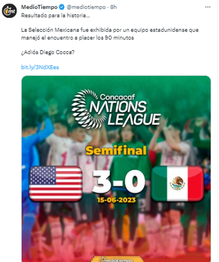 Medio Tiempo: “Resultado para la historia...”