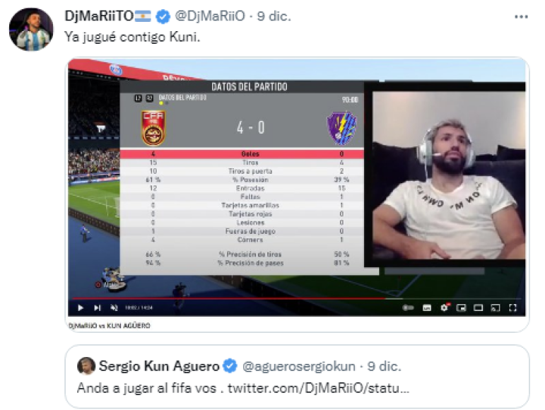 El streamer español decidió contestarle con un: “Ya jugué contigo Kun”, eso debido a varias transmisiones que han compartido.