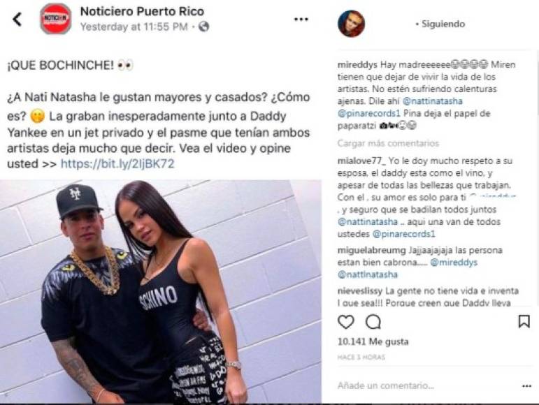 Los medios de Puerto Rico y República Dominicana hacen eco de estos rumores y estos 'chismes' llegaron a los ojos de la esposa de Daddy Yankee, quien no dudo en comentar la publicación de 'Noticiero Puerto Rico' y estalló la bomba.