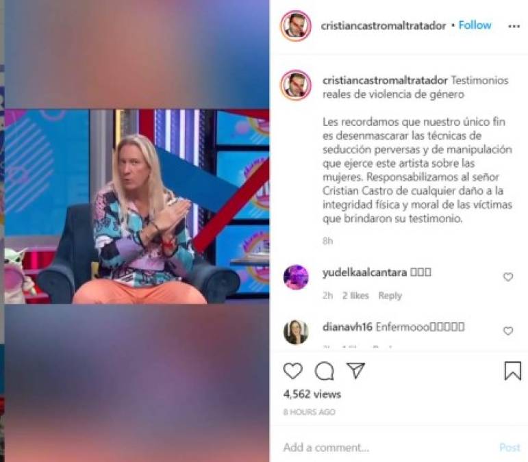 Por otro lado, en el programa “Chisme No Like” se presentaron supuestos audios íntimos de Cristian Castro. De acuerdo con el periodista Javier Ceriani, en los clips, Cristian expresa sus fantasías sexuales a sus conquistas.